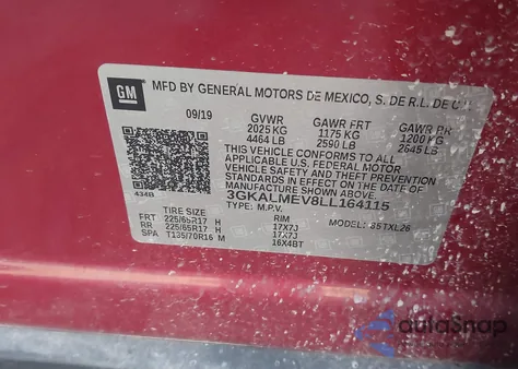 2020 GMC Terrain Fwd Sle from USA, damaged, VIN 3GKALMEV8LL164115